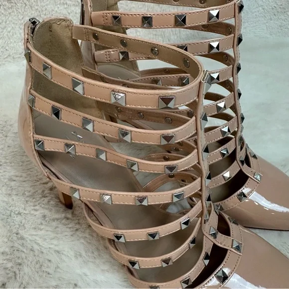 Mix No. 6 Danela Pumps Sugar Maple Beige Studded Straps Stiletto Heels Size 9 - Picture 3 of 10